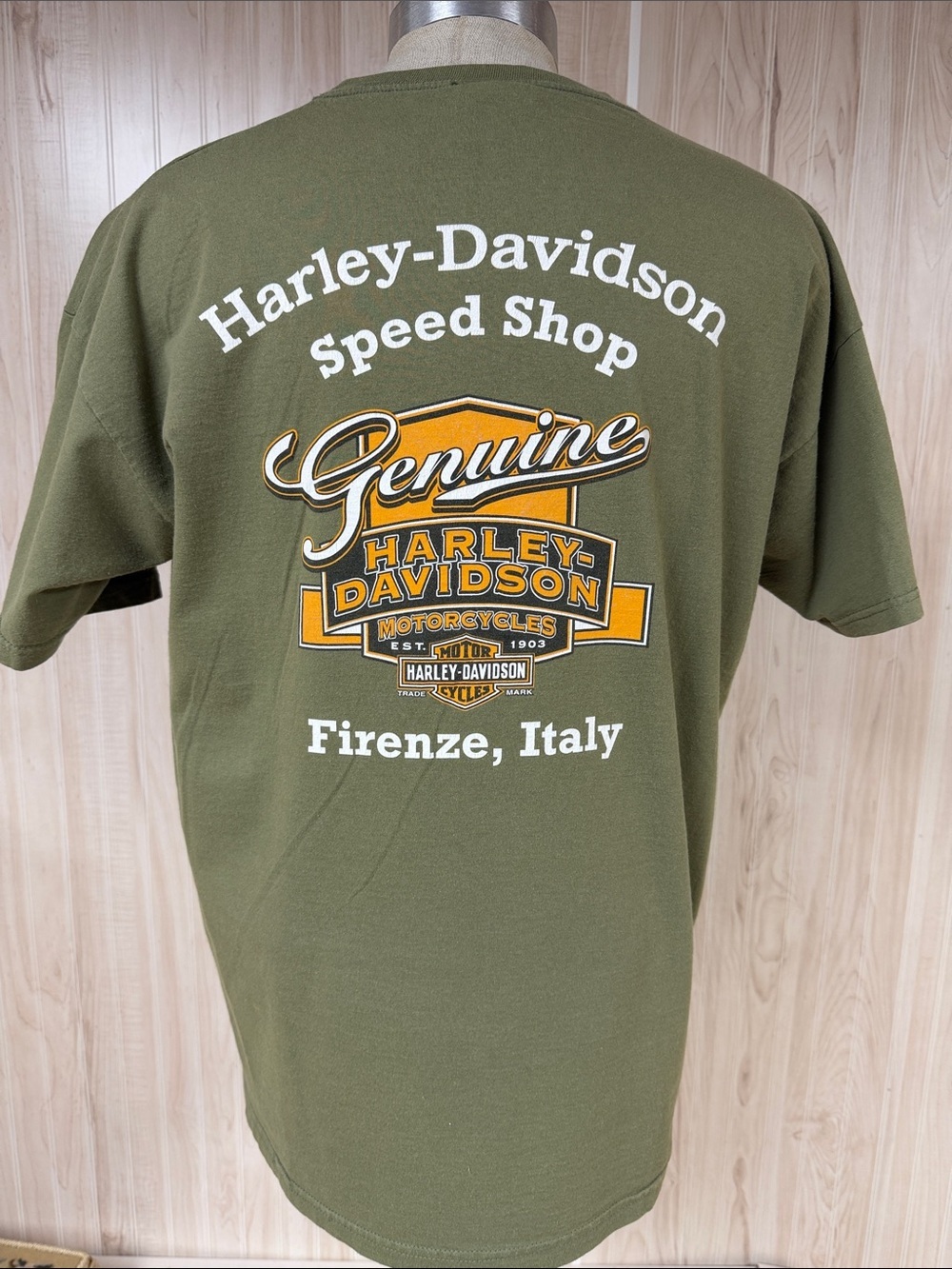 Harley-Davidson Olive Green Gallo Nero Run Graphic Tee with Yellow & Red Accents - Picture 8 of 11